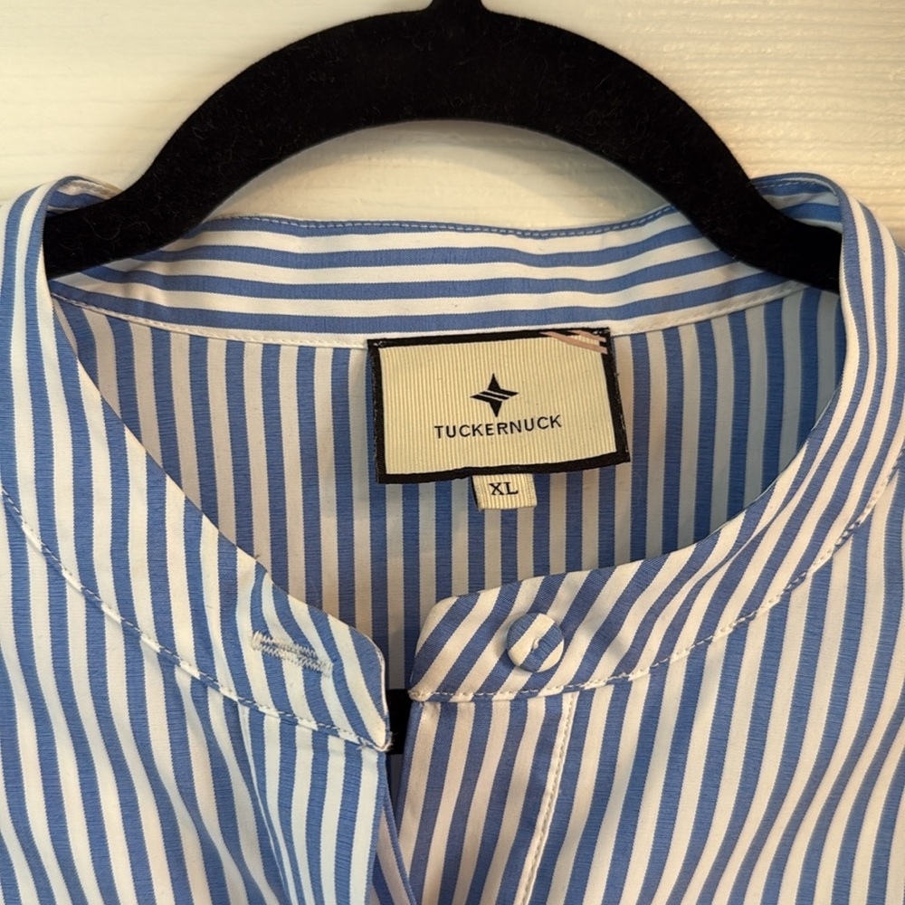 TUCKERNUCK Blue and White Stripe Royal Shirt Dress, Size XL - Picture 4 of 12